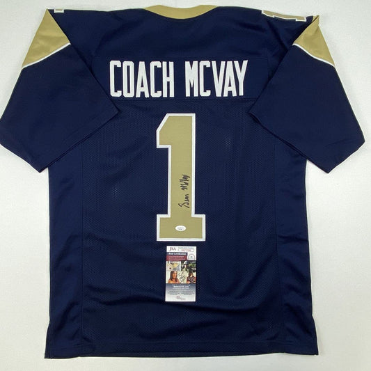 Autographed/Signed Sean McVay Los Angeles LA Dark Blue Football Jersey Beckett BAS COA