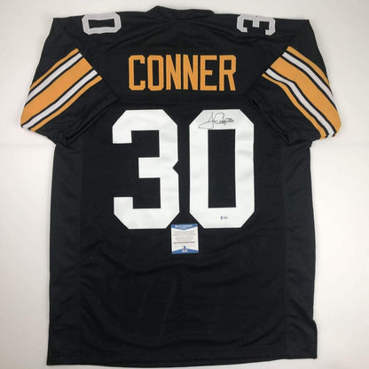 Autographed/Signed James Conner Pittsburgh Black Football Jersey Beckett BAS COA