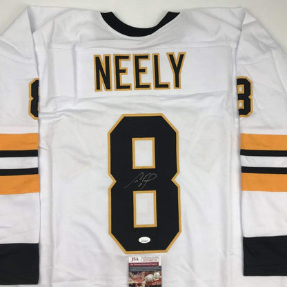 Autographed/Signed Cam Neely Boston White Hockey Jersey JSA COA