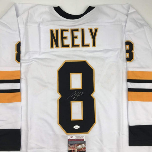 Autographed/Signed Cam Neely Boston White Hockey Jersey JSA COA