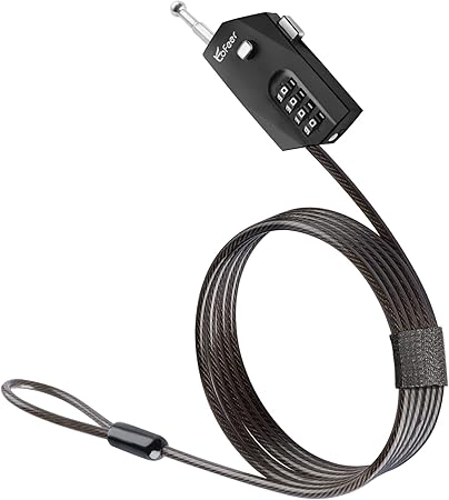 Adjustable Cable Lock, Combination Wire Lock Trail Camera and Kayak Lock, 6.5ft Long Cord for Luggage Suitcase Helmet, Zinc Alloy Lock Part, Steel Cable, 10, 000 Codes, Easy to Use