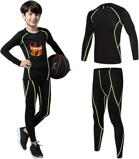 2/3/4 Pcs Boys Base Layer Compression leggings and Shirts Thermal Underwear Set Running Pants Tights