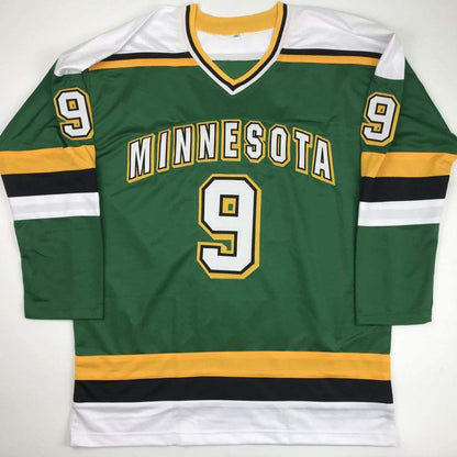 Autographed/Signed Mike Modano HOF 2014 Minnesota Green Hockey Jersey Beckett BAS COA