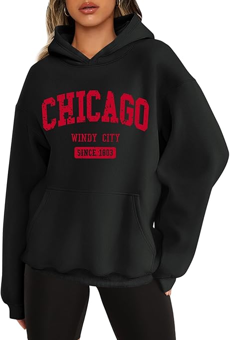 ORANDESIGNE Womens Oversized Letter Print Hoodies Graphic Fleece Sweatshirts Long Sleeve Pullover with Pocket 2025