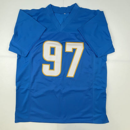 Autographed/Signed Joey Bosa #97 Los Angeles LA Powder Blue Football Jersey JSA COA
