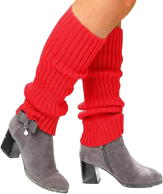 Ribbed Leg Warmers Solid Color Knitted Socks Yoga Leg Cover Leg Warmers stocking for Women and Girls (A pair)