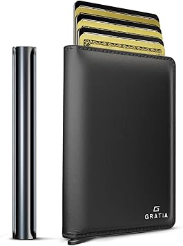 GRATIA Slim Wallet for Men - RFID Blocking, Minimalist Men Wallet with Card Holder, Stylish Men Wallet for Security & Convenience, Front & Back Pocket Wallet, Holds 8 Cards & Cash (Black)
