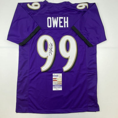Autographed/Signed Odafe Oweh Baltimore Purple Football Jersey JSA COA