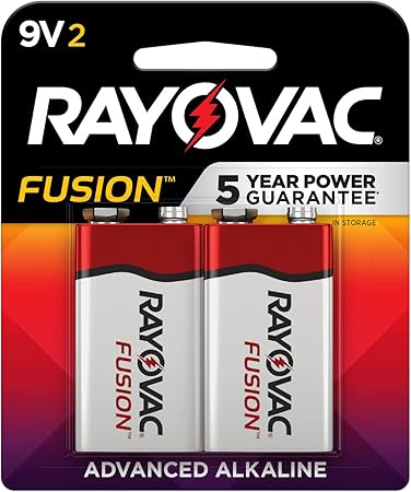 Rayovac Fusion 9V Batteries, Premium Alkaline 9V Battery (2 Count)