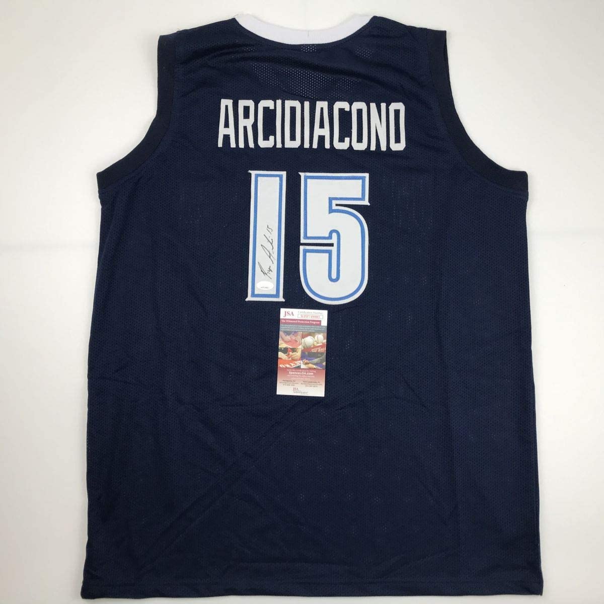 Autographed/Signed Ryan Arcidiacono Villanova Blue College Basketball Jersey JSA COA