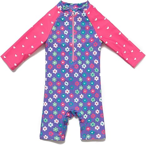Baby Girl Bathing Suit Long Sleeve UPF 50+ Sun Protection Come with a Hats