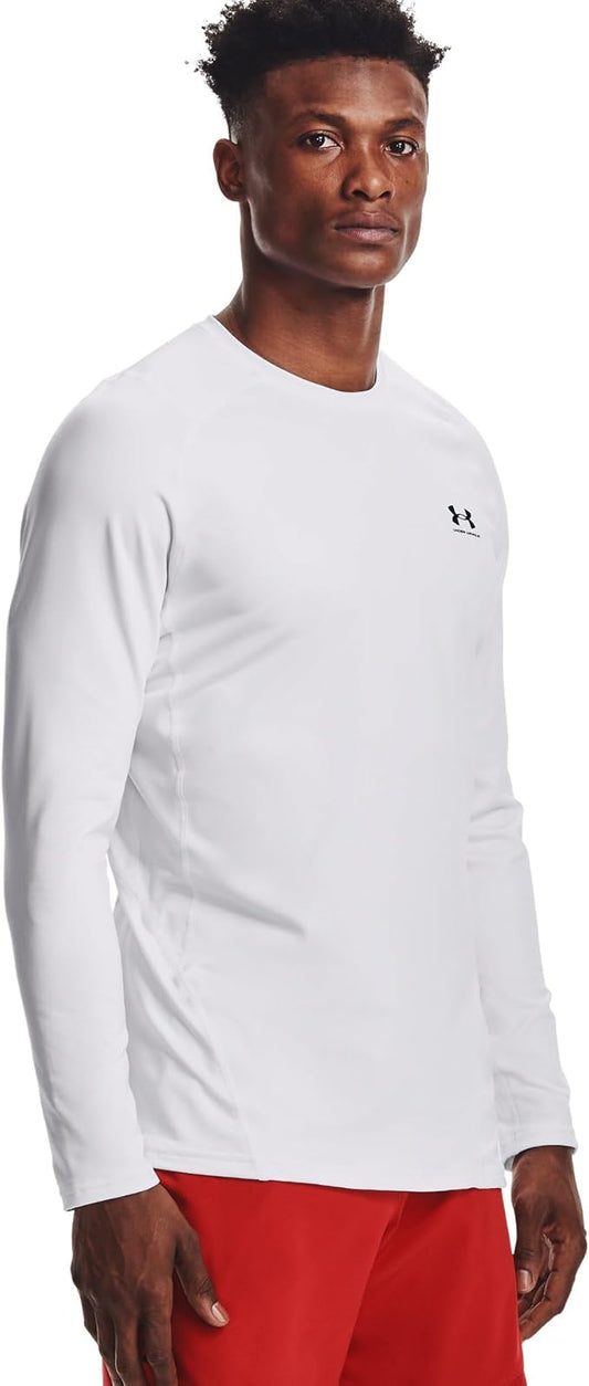 Under Armour - Mens ColdGear Armour Fitted Crew Long-Sleeve T-Shirt, Color White (100), Size: 4X-Large