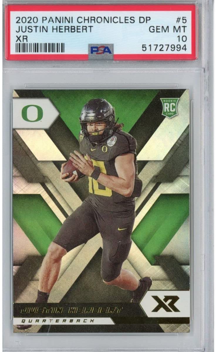 Graded 2020 Panini Chronicles DP Draft Picks Justin Herbert #5 XR Rookie RC Football Card PSA 10 Gem Mint