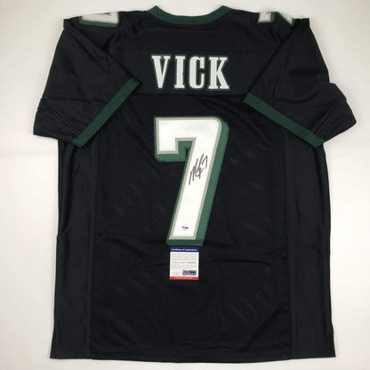 Autographed/Signed Michael Mike Vick Philadelphia Black Football Jersey PSA/DNA COA