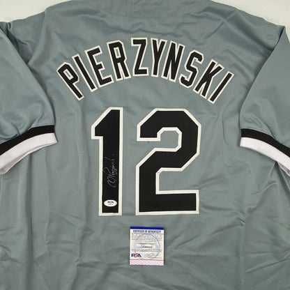 Autographed/Signed AJ A.J. Pierzynski Chicago Grey Baseball Jersey PSA/DNA COA