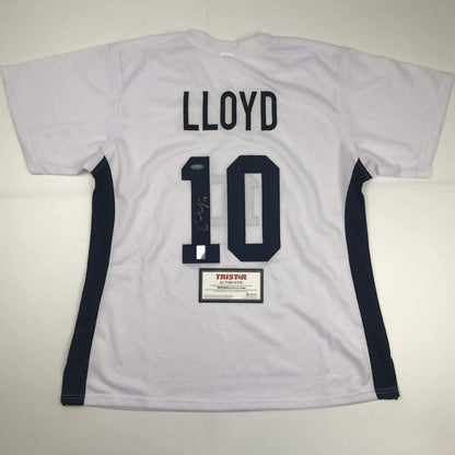 Autographed/Signed Carli Lloyd White Soccer Team USA World Cup Jersey Tristar COA