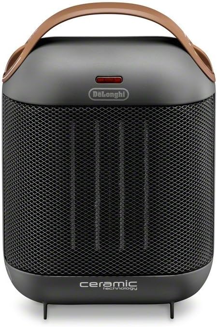 DeLonghi Capsule Electric Space Heater, 1500w compact and stylized portable space heater for indoor use in office bedroom, thermostat, ceramic heater, fan only option, safety features, HFX30C15