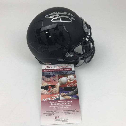Autographed/Signed Johnny Manziel Texas A&M Aggies Black College Football Mini Helmet JSA COA