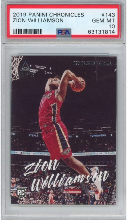 Graded 2019-20 Panini Chronicles Zion Williamson #143 Rookie RC Basketball Card PSA 10 Gem Mint