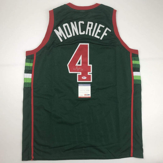 Autographed/Signed Sidney Moncrief Milwaukee Green/Red Basketball Jersey PSA/DNA COA