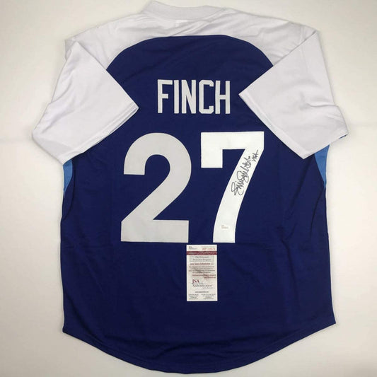 Autographed/Signed Jennie Finch USA Blue Team United States Softball Jersey JSA COA