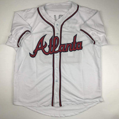 Autographed/Signed John Smoltz Atlanta White Baseball Jersey JSA COA