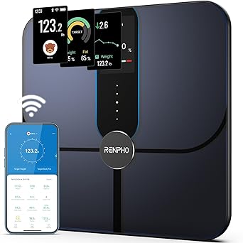 RENPHO Smart Scale, Body Fat Scale with TFT LCD, FSA HSA Eligible Scale for Body Weight with 18 Metrics, Wi-Fi Scale with BMI, Body Fat, Muscle Mass, Rechargeable, Elis Nova
