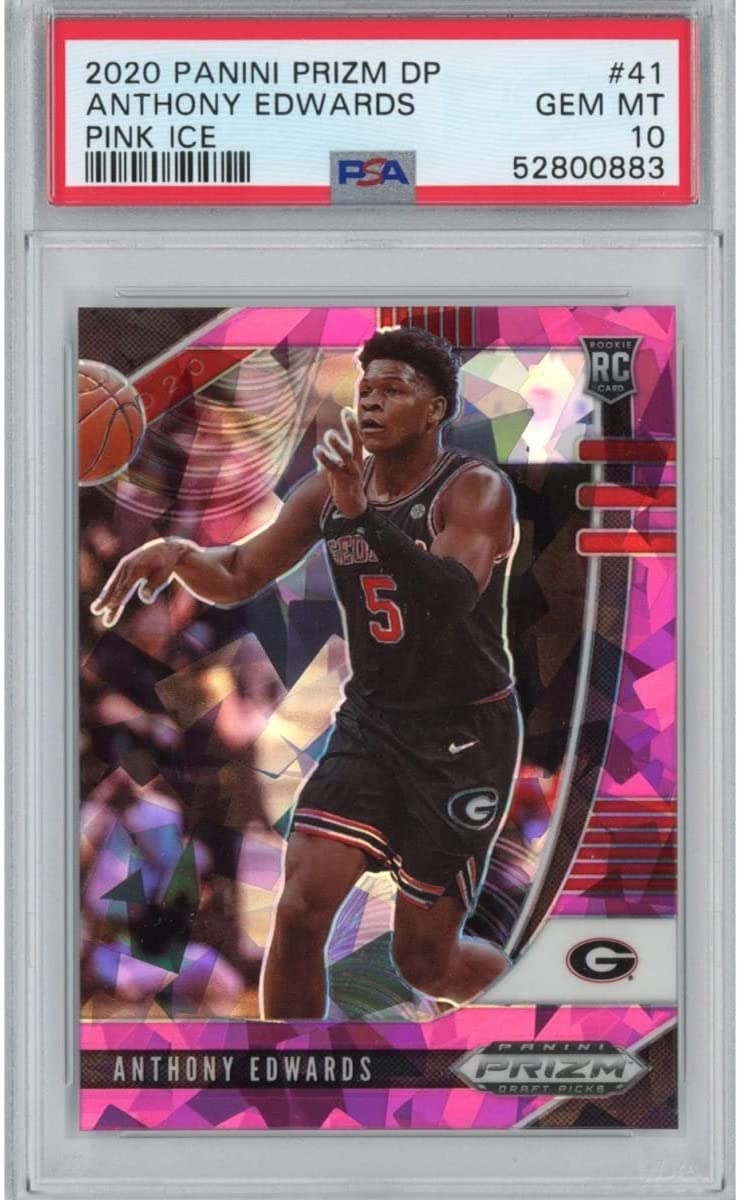 Graded 2020-21 Panini Prizm DP Draft Picks Anthony Edwards #41 Pink Ice Rookie RC Basketball Card PSA 10 Gem Mint