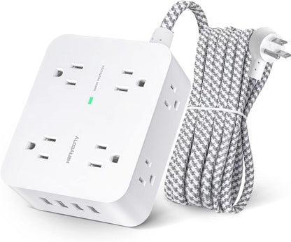 Surge Protector Power Strip - 8 Widely Outlets + 4 USB Charging Ports, 5-ft cord
