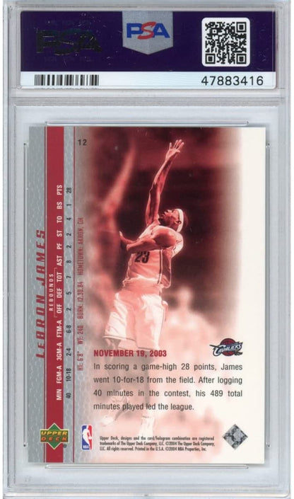 Graded 2003-04 Upper Deck UD LeBron James #12 Phenomenal Beginning Rookie RC Basketball Card PSA 10 Gem Mint