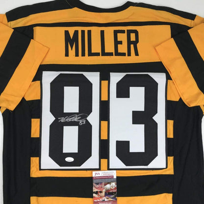 Autographed/Signed Heath Miller Pittsburgh Bumble Bee Football Jersey JSA COA