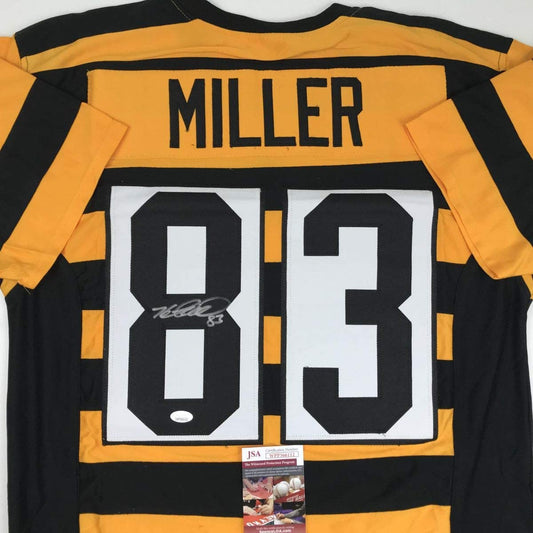 Autographed/Signed Heath Miller Pittsburgh Bumble Bee Football Jersey JSA COA
