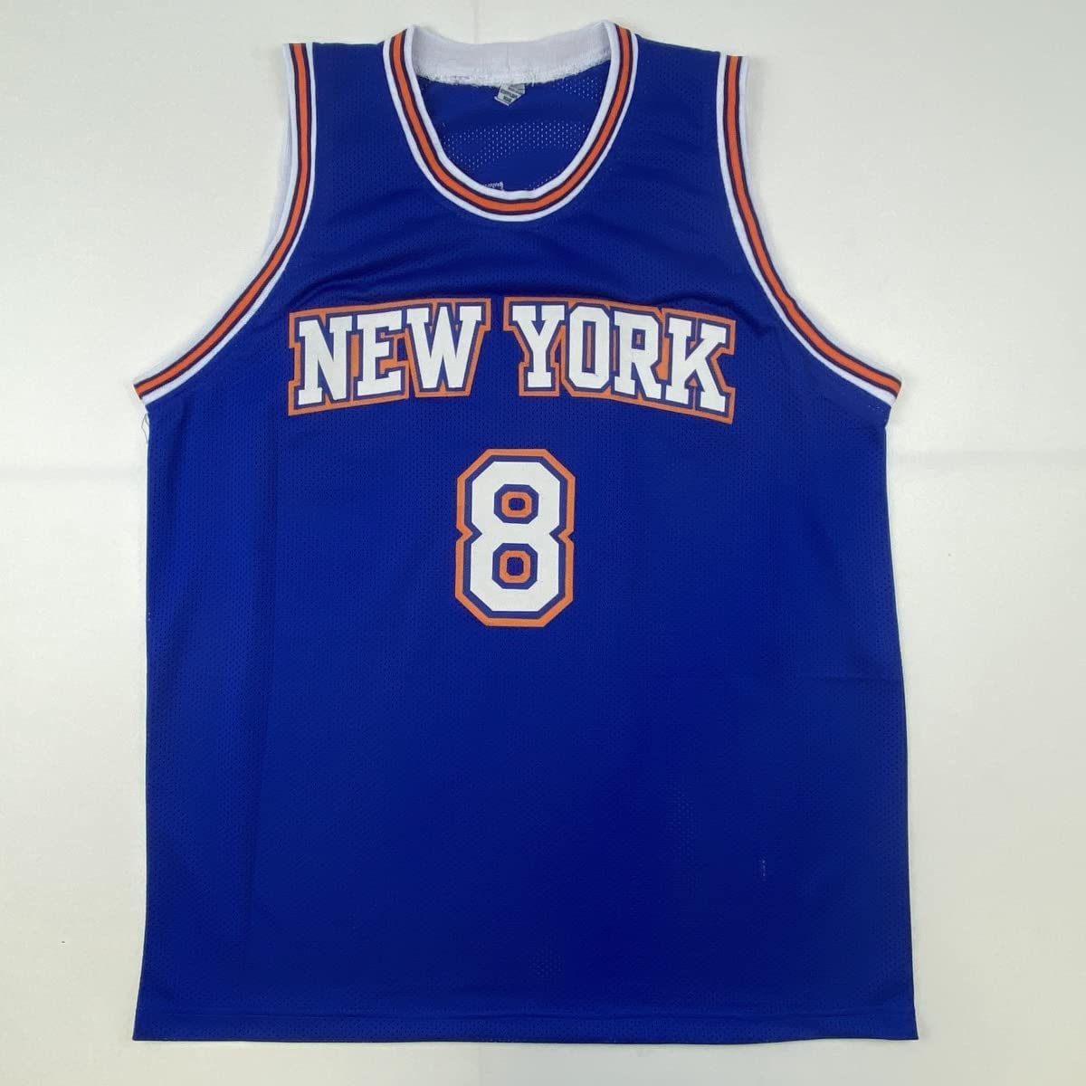 Autographed/Signed Kemba Walker New York Blue Basketball Jersey JSA COA