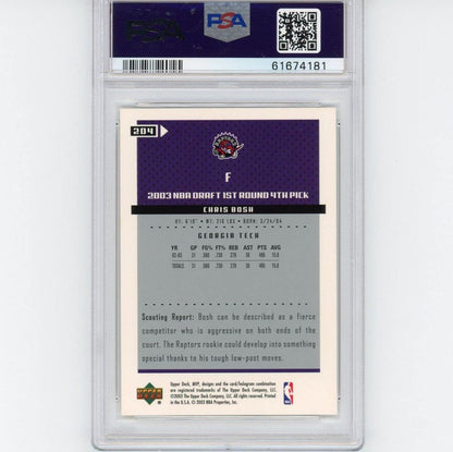 Graded 2003-04 Upper Deck UD MVP Chris Bosh #204 Rookie RC Basketball Card PSA 10 Gem Mint