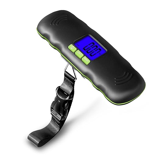 Digital Luggage Scale, 110LB Portable Hanging Baggage Scale with Backlit for Travel, Suitcase Weight Scale with Lock and Hook, Battery Included