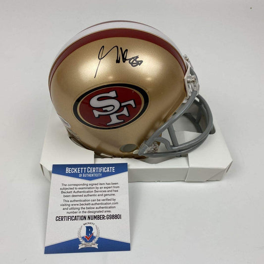 Autographed/Signed George Kittle San Francisco 49ers Football Mini Helmet Beckett BAS COA