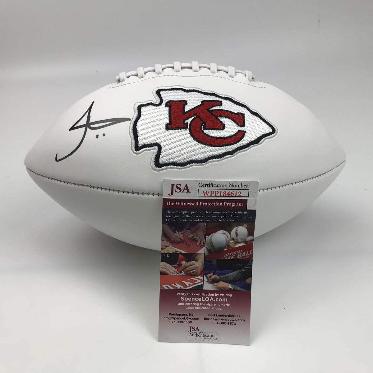 Autographed/Signed Tyreek Hill Kansas City Chiefs Full Size FS White Panel Logo Football JSA COA