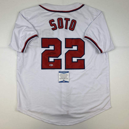 Autographed/Signed Juan Soto Washington White Baseball Jersey Beckett BAS COA
