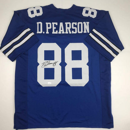 Autographed/Signed Drew Pearson Dallas Blue Football Jersey Tristar COA Holo Only