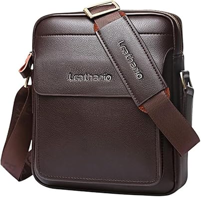 Leathario Men's Crossbody Bag Leather Shoulder bag For Men Small Messenger Purse Sling Satchel Bag For Work Business Travel