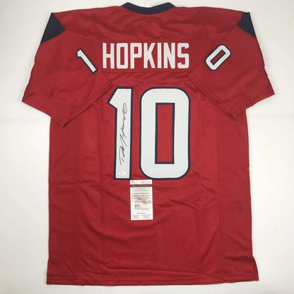 Autographed/Signed DeAndre Hopkins Houston Red Football Jersey JSA COA