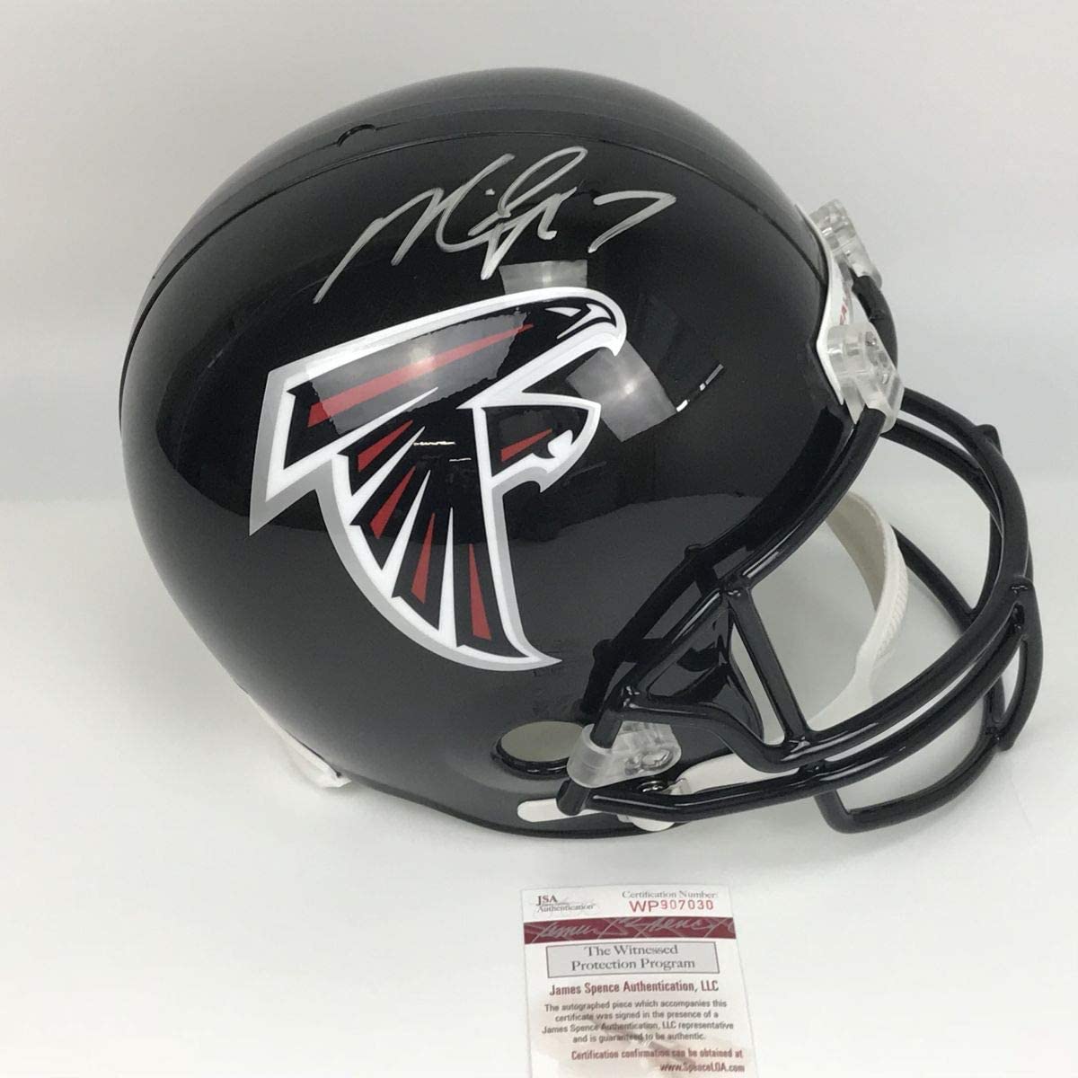 Autographed/Signed Michael Mike Vick Atlanta Falcons Full Size FS F/S Replica Football Helmet JSA COA
