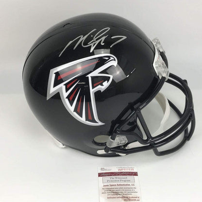 Autographed/Signed Michael Mike Vick Atlanta Falcons Full Size FS F/S Replica Football Helmet JSA COA