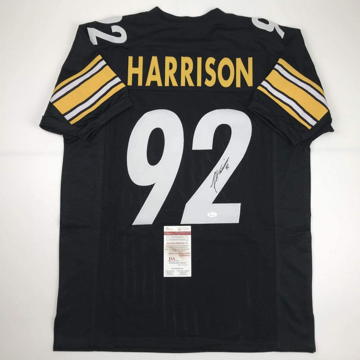 Autographed/Signed James Harrison Pittsburgh Black Football Jersey JSA COA