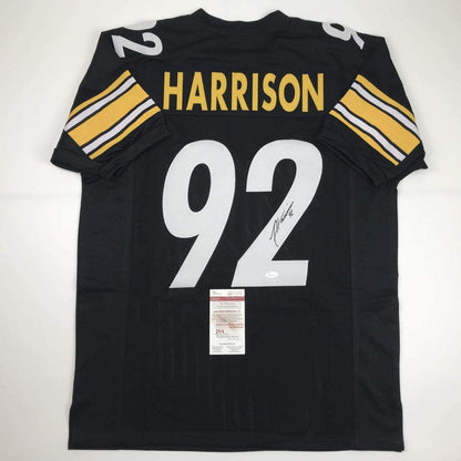 Autographed/Signed James Harrison Pittsburgh Black Football Jersey JSA COA