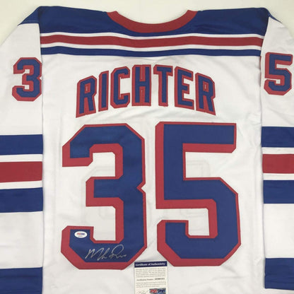 Autographed/Signed Mike Richter New York White Hockey Jersey PSA/DNA COA