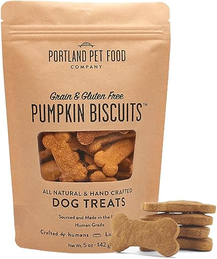 CRAFTED BY HUMANS LOVED BY DOGS Portland Pet Food Company Pumpkin Healthy Dog Treats - Grain-Free, Human-Grade, All Natural Dog Training Treats & Biscuits Made in The USA Only 1-Pack (5 oz)