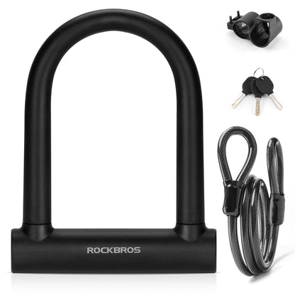 ROCKBROS Heavy Duty Anti Theft Bike U Lock for Bikes eBikes Motorcycles Scooters