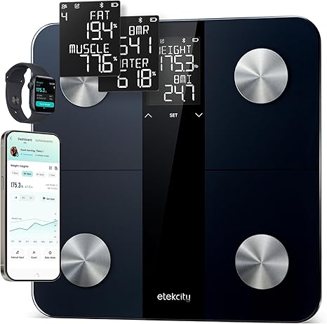 Etekcity Upgraded Smart Scale for Body Weight, FSA HSA Store Eligible, Bathroom Digital Scale with BMI, Body Fat, Muscle Mass, 13 Metrics with a Large Display, Support Offline Mode and Apps Connection