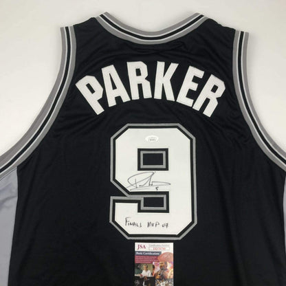Autographed/Signed Tony Parker Finals MVP 07 San Antonio Black Basketball Jersey JSA COA